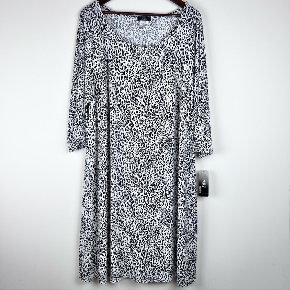 NWT JBS Women Leopard Print Dress Sz 3X Jersey Stretch Summer Stretch 0138